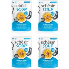 Schesir Soup Ton Balıklı ve Kalamarlı Yetişkin Kedi Çorbası Pouch 40 Gr. x 4 Adet