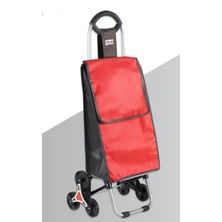 PremiumPort Kırmızı Üç Tekerlekli Pazar Arabası, Hafif ve Pratik Taşıma Aracı