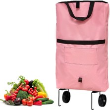 PremiumPort Katlanabilir Tekerlekli Cepli Market Arabası ve Çanta Seti