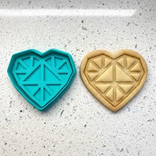 Craftelle Üçgen Desenli Geometrik Kalp Figürlü Kurabiye Kalıbı | Modern Sanat Damga | Kil ve Şeker Hamuru