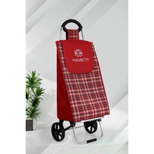 PremiumPort Büyük Boy Sessiz Silikon Tekerlekli Paslanmaz Pazar Arabası ve Çantası