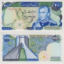 Banknoting Iran 200 Riyal 1974-79 Muhammed Rıza Pehlevi Dönemi Çil(-)