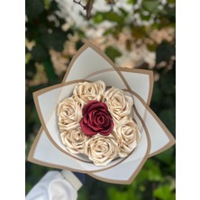 Kashpanya Solmayan Krem Bordo Gül Buketi