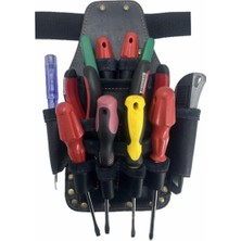 PremiumPort Siyah Hakiki Deri Elektrikçi Teknisyen Bel Çantası CA218 Xl