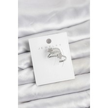 VeraGlobe Buğz Gümüş Renk Zirkon Taşlı Yıldız Model Kıkırdak Earcuff Küpe