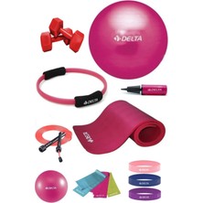 Feyza Design Pilates Seti 160-169CM, 14 Parça, Top, Minder, Çember, Bandı, Dambıl