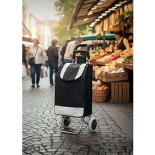 PremiumPort Katlanabilir Tekerlekli Su Geçirmez Alüminyum Market Arabası