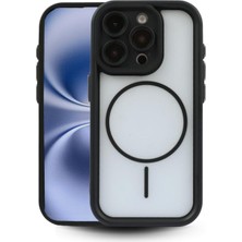 Vissona iPhone 15 Pro Uyumlu Kamera Korumalı Magsafe Wireless Şarj Özellikli Mat Silikon Siyah Renkli Siliko