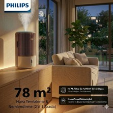 Philips Hem Hava Temizleyen Hem Nemlendiren Akıllı Cihaz 2in1 Hibrit Teknoloji Bakteri ve Toz Engelleyici Otomatik Modlu Sessiz Beyaz