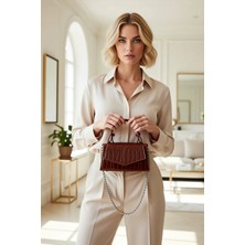 Benerly Kadın Dokulu Çapraz Askılı Mini Çanta Üst Saplı Kilitli Kapaklı Yapılı Tasarım Günlük Şehir Kullanım