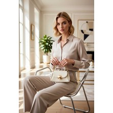 Benerly Kadın Mini El Omuz Çantası Düz Desen Metal Aksesuar Detaylı Şehir Çantası Ayarlanabilir Askılı