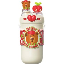 Braventa Collection Diller 520ML Sevimli Hayvanlar Süslü Pipetli/pipetsiz Boyun Askılı Paslanmaz Çelik Termos (Diller Be