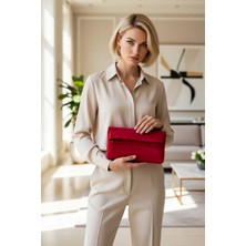 Benerly Kadın Katlanabilir Kapaklı Fermuarlı Düz Desenli Kompakt Yapılı El Çantası Clutch Modeli Aksesuar