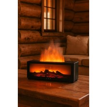 Azurtech Şömine Görünümlü Alev Efektli Hava Nemlendirici 3D Alev Aroma Difüzörü Aroma Terapi Buhar Makinesi