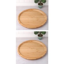 Braventa Collection 2 Adet 20 cm Bambu Ahşap Yuvarlak Pasta Kahvaltı Servis Sunum Tabağı