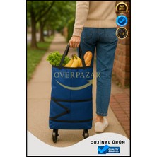 PremiumPort Katlanabilir Hafif Tekerlekli Alışveriş Çantası, Pazar ve Market Için