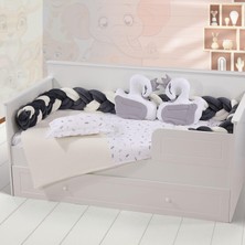 Mini Baby Bebek Montesori Kadife Kuğulu Örgülü Nevresim Takımı