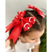 Kirpi Toka Türk Bayraklı İkili Kırmızı Kız Çocuk Saç Tokası
