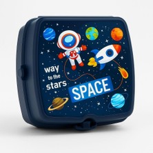 Braventa Collection Uzay Baskılı 4 Bölmeli ve Kaşık Çatallı Beslenme Çantası - Beslenme