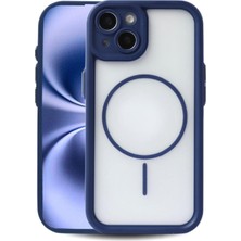 Vissona iPhone 13 Uyumlu Kamera Korumalı Magsafe Wireless Şarj Özellikli Mat Silikon Lacivert Renkli Silikon