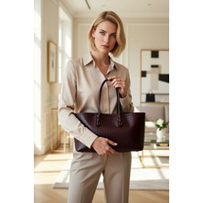 Benerly Kadın Örgü Detaylı Midi Boy Omuz Çantası Dokulu Günlük Kullanım Için Geniş Hacimli