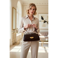 Benerly Kadın Mini Omuz Çantası Kırışık Dokuma Yüzey Düz Desen Ayarlanabilir Askı Kilitli Kapama Kompakt