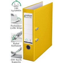 ArtMaster Büro Klasörü Sarı Geniş 1 Adet Plastik Geniş Sarı Klasör Halkalı Paslanmaz Çelik Klipsli Ofis Büro