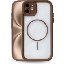 Vissona iPhone 11 Uyumlu Kamera Korumalı Magsafe Wireless Şarj Özellikli Mat Silikon Haki Renkli Silikon Tel