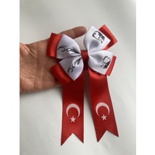 Kirpi Toka Atatürk Imza Baskılı Kırmızı Beyaz Tüylü 23 Nisan Klips Kız Çocuk Saç Tokası