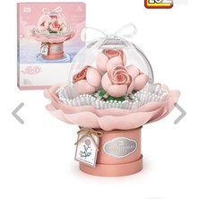 Benisa Shop Loz Ledli Pembe Dekoratif ve Koleksiyonluk Çiçek Buketi 285 Parça Çiçek Modeli Yapım Seti