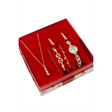 Osense Taşlı Kayışlı Bayan Kol Saati ve Takı Seti Kombini