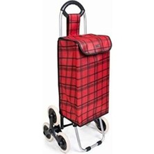 PremiumPort Renkli ve Desenli 3 Tekerlekli Pazar Market Alışveriş Arabası