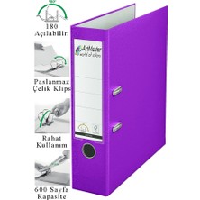 ArtMaster Büro Klasörü Mor Geniş 1 Adet Plastik Geniş Mor Klasör Halkalı Paslanmaz Çelik Klipsli Ofis Büro