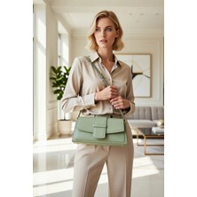 Benerly Kadın Çıtçıt Kapamalı Omuz Çantası Ayarlanabilir Askılı Mini Boy Dokuma Yapılı City Çanta Modeli