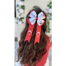 Kirpi Toka Kırmızı Atatürk Imzalı Uzun Cumhuriyet Bayramı 23 Nisan Kız Çocuk Saç Tokası