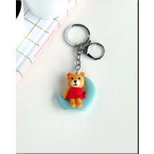 TrendyChic Mavi Ayda Oturan Sevimli Ayıcık Anahtarlık Çanta Süsü/charm