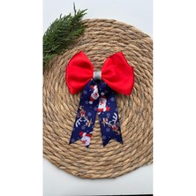 Kirpi Toka Lacivert Kırmızı Noel Baba Desenli Yeni Yıl Yılbaşı Noel Christmas Kadın/kız Çocuk Saç Tokası