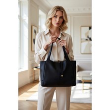 Benerly Kadın Dokulu Bağlama Detaylı Midi Boy Tote Omuz Çantası Dokuma Yüzey Düz Tasarım Geniş Iç Hacim