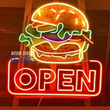 Kamer Neon LED Işıklı Open Hamburger