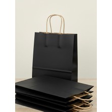 e ERTA Siyah Renkli Kraft Çanta 25X31 cm 20 Adet Hediye Poşeti , Hediye Paketi , Kraft Kağıt Çanta