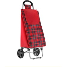 PremiumPort Renkli Ekose Pazar Arabası, Hafif ve Kullanışlı, Dayanıklı Tasarım