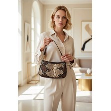 Benerly Kadın Yılan Desenli Mini Omuz Çantası Ayarlanabilir Askılı Dokuma Yapı Günlük Kullanım Için Şehir