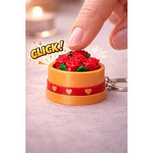 Zeniz Objects Kalpli Gül Clicker Anahtarlık | Sevgiliye Romantik & Eğlenceli Hediye