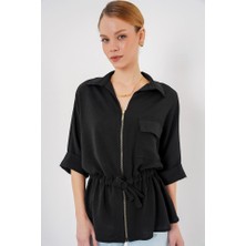 Queene Dreams Fermuarlı Gömlek 0721 - Siyah