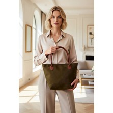 Benerly Kadın Görünümlü Maksi Tote Omuz Çantası Fermuar Kapanış Geniş Iç Hacim Günlük Kullanım