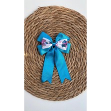 Kirpi Toka Mavi Beyaz Stitch Desenli Fiyonklu Kadın/kız Çocuk Saç Tokası
