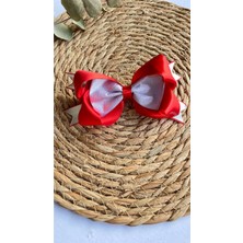 Kirpi Toka Yeni Yıl Özel Kırmızı-Beyaz Fiyonk Klipsli Yılbaşı Özel Fiyonk Noel Christmas Temalı Saç Tokası