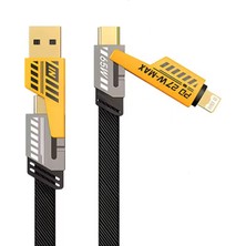 Azurtech 65W Çok Fonksiyonlu 4'ü 1 Arada USB C-Type C-Lighting Şarj Kablo 27W Pd Hızlı Şarj