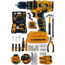 Lieber German Teknoloji Darbeli 100 Pcs Setli Metal Şanzumanlı 3 Fonksiyonlu Bakır Sargılı Şarjlı Vidalama Matkap