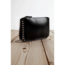 Benerly Kadın Zımba Detaylı Çapraz Askılı Dikdörtgen Formlu Fermuar Kapanışlı Küçük Omuz Cüzdan Çanta